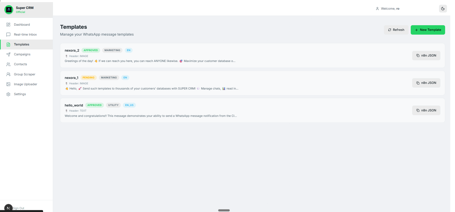 Super CRM Interface